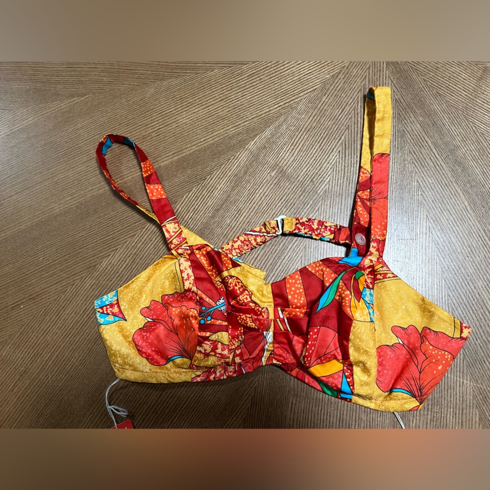 VINTAGE NWT 1960’s Swimsuit Paradise Hawaii Bikini Red Tropical Print - Picture 11 of 13